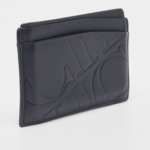 CH Carolina Herrera Dark Blue Monogram Embossed Leather Card Holder - Picture 3 of 4